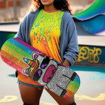 Rainbow Glitter Unicorn Sparkly Gold Sparkles Sk8r Skateboard<br><div class="desc">Rainbow unicorn sparkles brightly with a faux glitter effect. Background features sparkly glitter. Available in other cute kawaii cartoon characters and many other color combinations.</div>