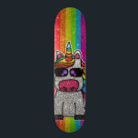 Rainbow Glitter Unicorn Sparkly Gold Sparkles Sk8r Skateboard<br><div class="desc">Rainbow unicorn sparkles brightly with a faux glitter effect. Background features sparkly glitter. Available in other cute kawaii cartoon characters and many other color combinations.</div>