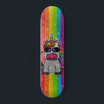 Rainbow Glitter Unicorn Sparkly Gold Sparkles Sk8r Skateboard<br><div class="desc">Rainbow unicorn sparkles brightly with a faux glitter effect. Background features sparkly glitter. Available in other cute kawaii cartoon characters and many other color combinations.</div>