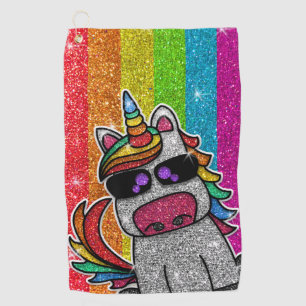 Rainbow Glitter Unicorn Sparkly LGBT+ Sparkles Golf Towel