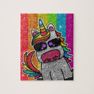 Rainbow Glitter Unicorn Sparkly LGBT+ Sparkles Jigsaw Puzzle