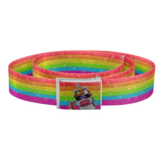 Rainbow Glitter Unicorn Sparkly LGBTQ Sparkles    Belt (Coil)