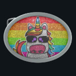 Rainbow Glitter Unicorn Sparkly LGBTQ Sparkles     Belt Buckle<br><div class="desc">Rainbow unicorn sparkles brightly with a faux glitter effect. Background features sparkly glitter. Available in other cute kawaii cartoon characters and many other color combinations.</div>