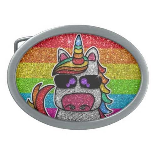 Rainbow Glitter Unicorn Sparkly LGBTQ Sparkles     Belt Buckle
