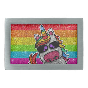 Rainbow Glitter Unicorn Sparkly LGBTQ Sparkles     Belt Buckle