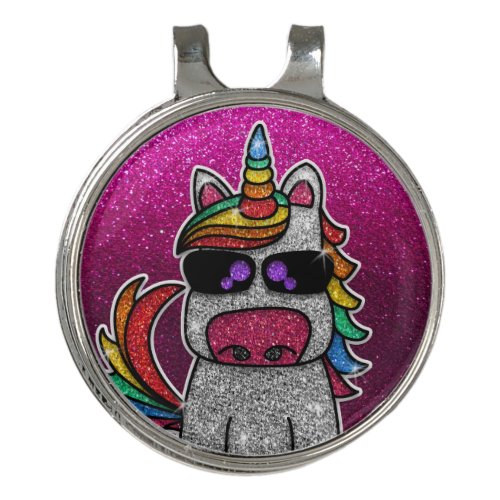 Rainbow Glitter Unicorn Sparkly LGBTQ Sparkles  Golf Hat Clip