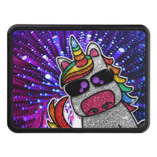 Rainbow Glitter Unicorn Sparkly Trippy Sparkles    Hitch Cover