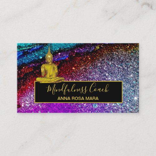  Rainbow Glitter  Universe Buddha Meditation Business Card