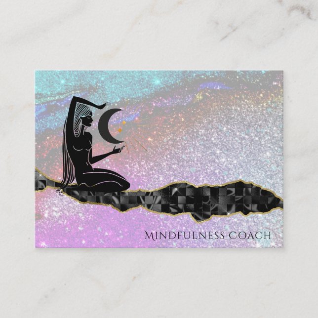 *~* Rainbow Glitter Universe GODDESS Meditation  Business Card (Front)