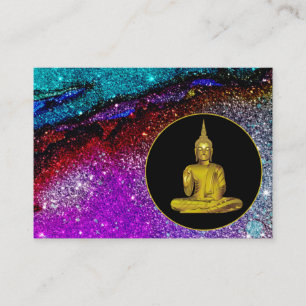 *~* Rainbow Glitter Universe Meditation Buddha Business Card