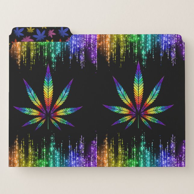 RAINBOW GLITTER WEED FILE FOLDERS SET OF 3 (Front Left)
