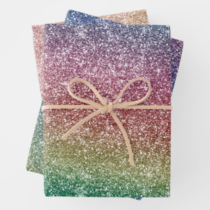 Rainbow Glitter Wrapping Paper Sheets