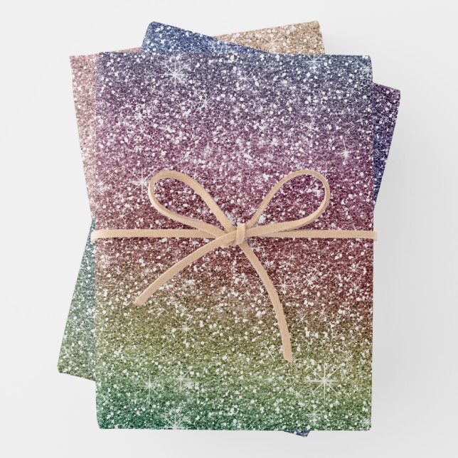 Rainbow Glitter  Wrapping Paper Sheets (In situ)