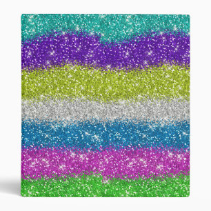 Rainbow Glitters Stripes 3 Ring Binder