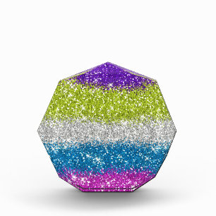 Rainbow Glitters Stripes Acrylic Award
