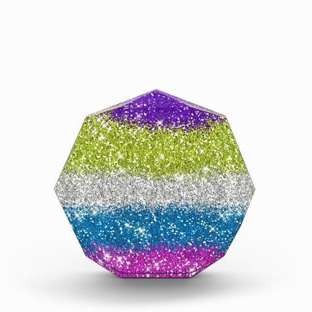 Rainbow Glitters Stripes Acrylic Award (Front)