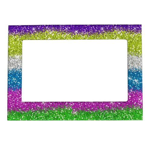 Rainbow Glitters Stripes Magnetic Photo Frame