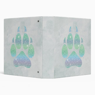 Rainbow Glitters Wolf Paw Trendy Girly 3 Ring Binder