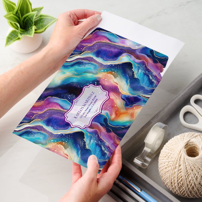 Rainbow Glittery Agate Texture Envelope Mailers (Desk)