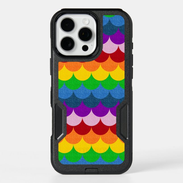 Rainbow Glittery Mermaid Scales Pattern Otterbox iPhone Case (Back)