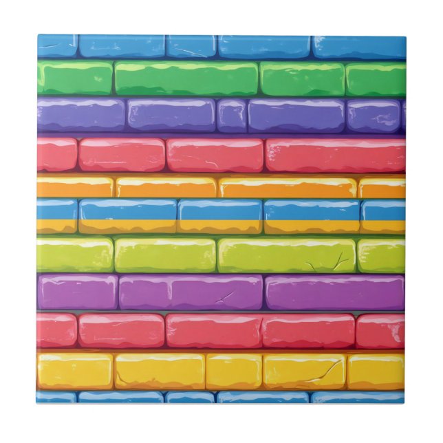 Rainbow Glossy Brick Pattern Ceramic Tile (Front)