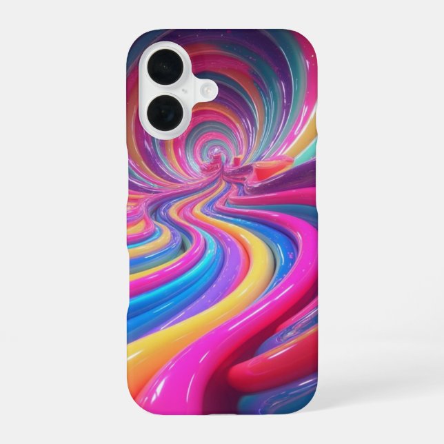 Rainbow Glossy Swirl 3D Abstract iPhone Case (Back)