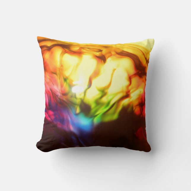 Rainbow glow bright abstract grunge throw cushion (Front)