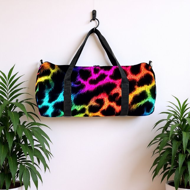 Rainbow Glow Leopard Print Duffle Bag (Creator Uploaded)