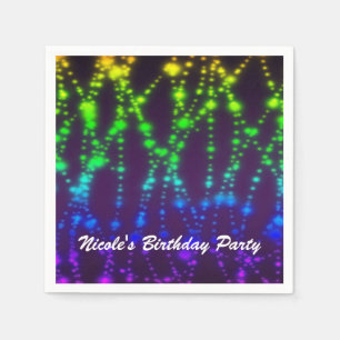 Rainbow Glow Neon Lights Sparkle Birthday Party Napkins