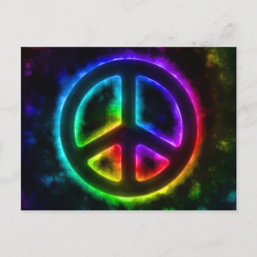 Rainbow Glow Peace Sign Postcard