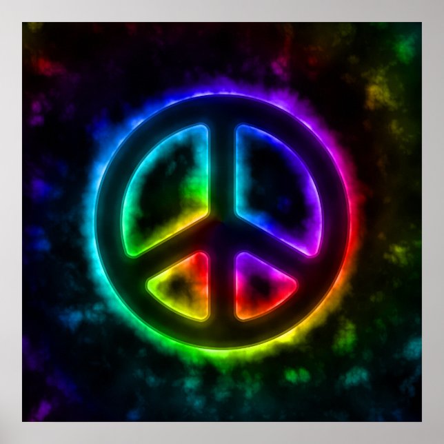 Rainbow Glow Peace Sign Poster (Front)
