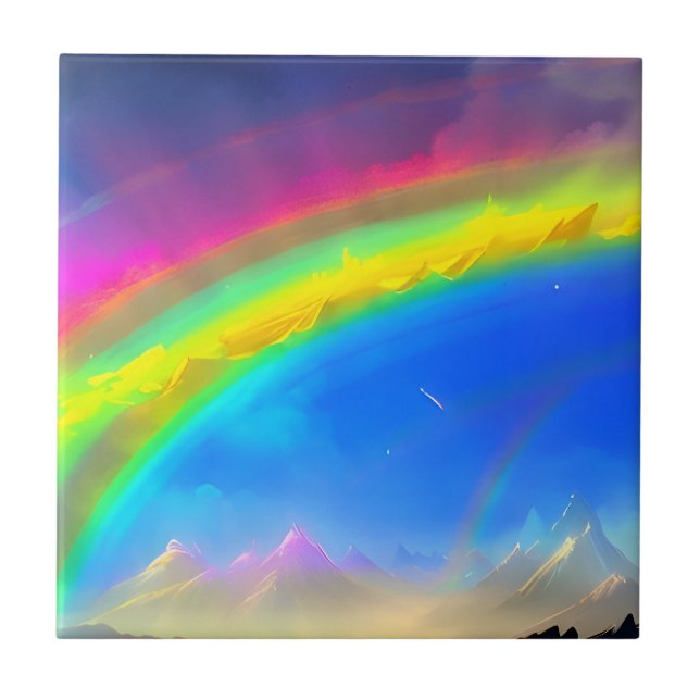 Rainbow Glow Sky Ceramic Tile (Front)