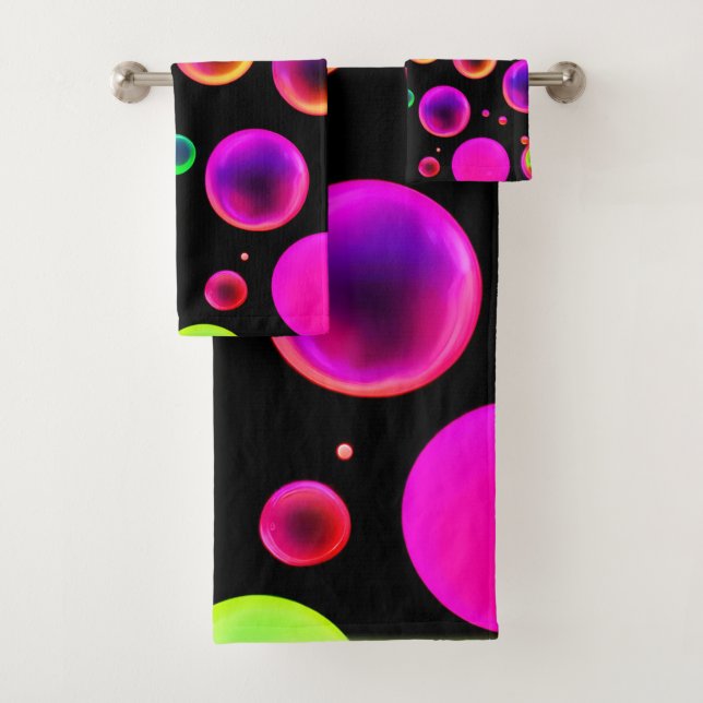Rainbow Glowing Bubble Dream Bath Towel Set (Insitu)