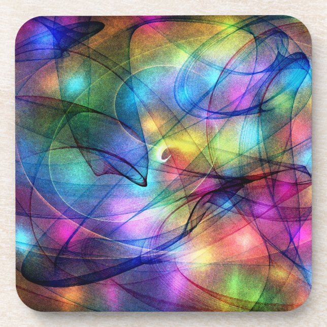 rainbow glowing lights beverage coaster (Front)