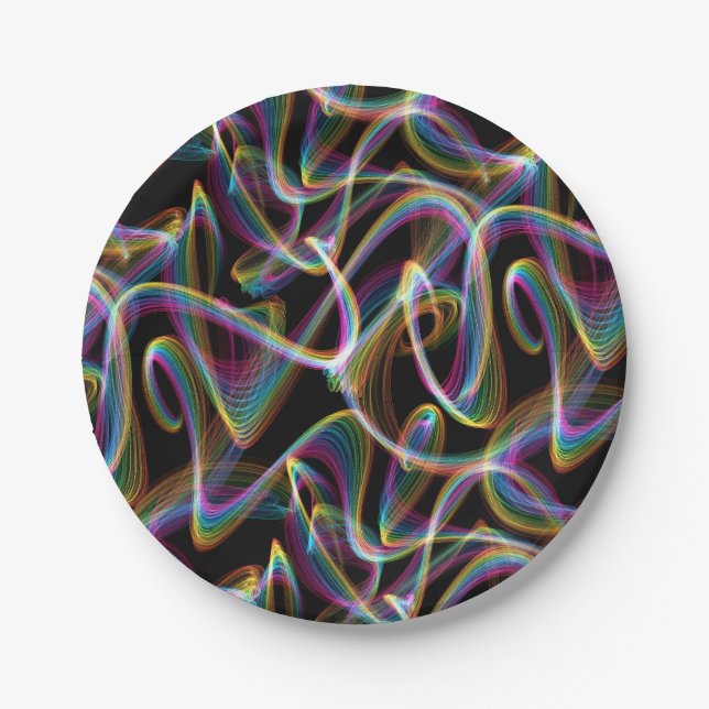 rainbow glowstick lightpainting : paper plates (Front)