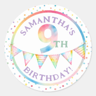 Rainbow Goat 9th Birthday Party Favor Sticker
