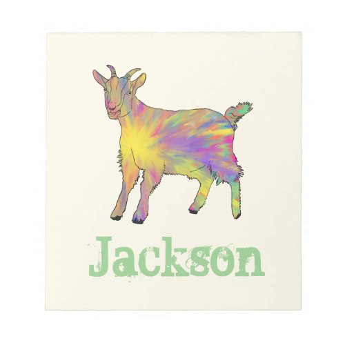 Rainbow Goat Colourful Animal Art Add Name Jackson Notepad