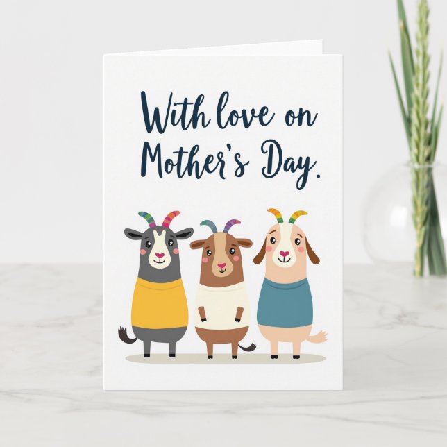 Rainbow Goat Moms Day Illustration Card (Front)