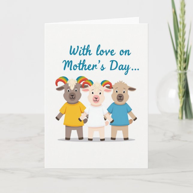 Rainbow Goat Mothers Day Love Card (Front)