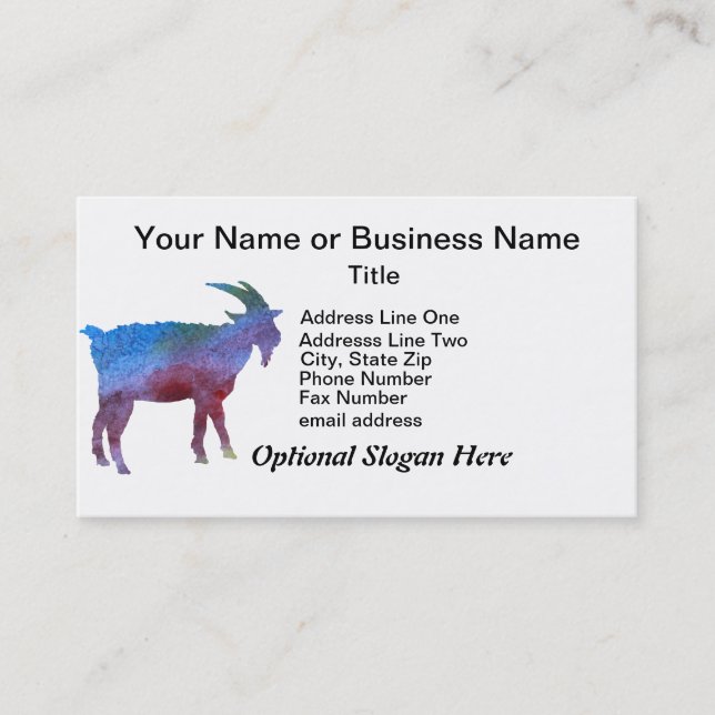 Rainbow Goat with Customizable Text Business Card (Front)