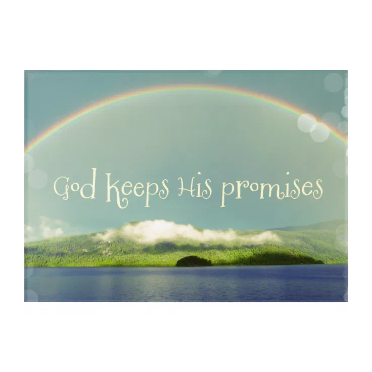 Rainbow: God Keeps His Promises Quote Acrylic Print | Zazzle