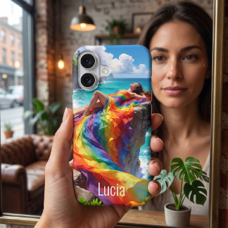 Rainbow Goddess Coastal Surrealism iPhone 17 Case
