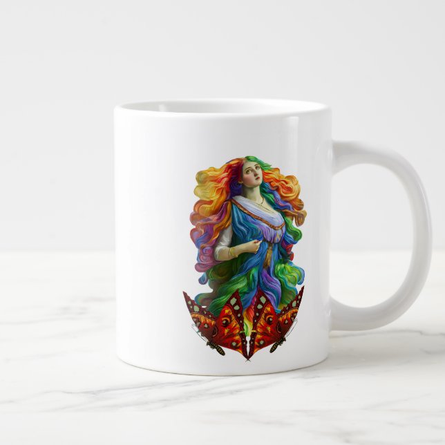 Rainbow Goddess digital painting original art Giant Coffee Mug (Right)