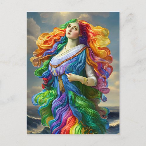 Rainbow Goddess digital painting original art Postcard