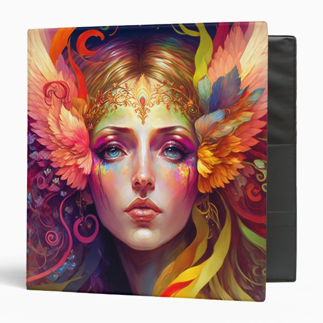 Rainbow Goddess Fantasy Art 3 Ring Binder (Front/Inside)