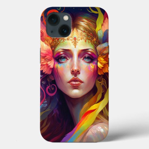 Rainbow Goddess Fantasy Art iPhone 13 Case