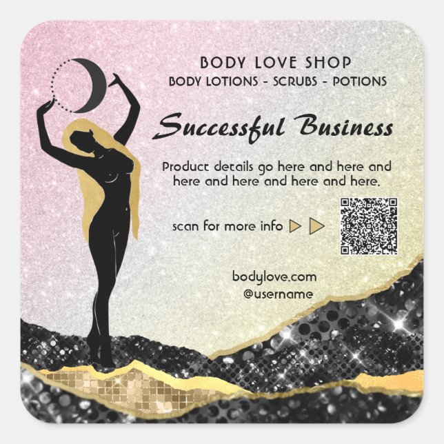 *~* Rainbow Goddess Intention Spell AP24 Ombre Square Sticker (Front)