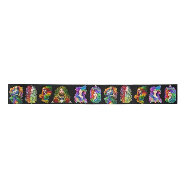 Rainbow Goddess Queen Dragon Fantasy art  Satin Ribbon (Front)