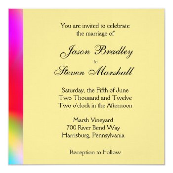 Rainbow Gold Gay Wedding Invitation