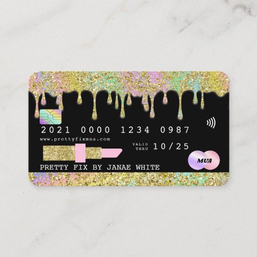 Rainbow Gold Glitter Luxury MUA Credit Card